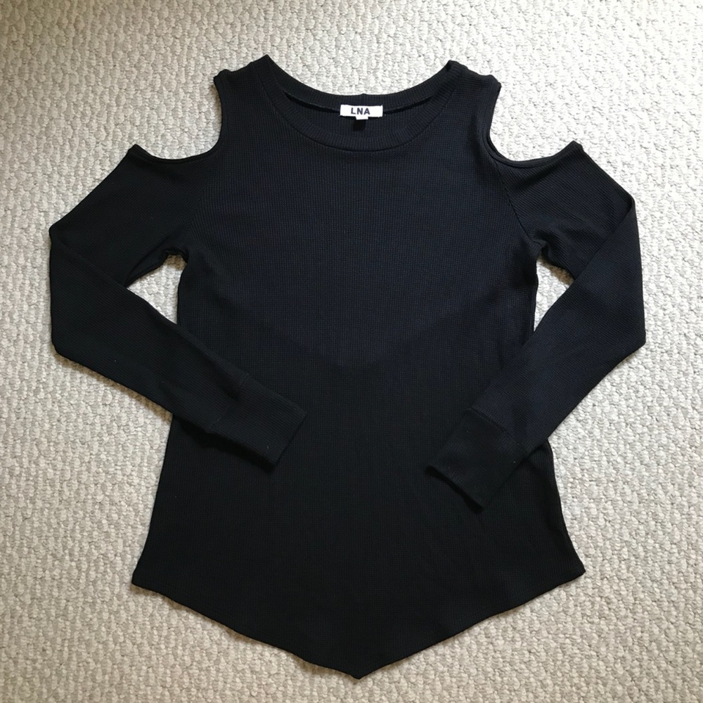 LNA Thermal Waffle Knit Cold Shoulder Long Sleeve - Picture 7 of 8